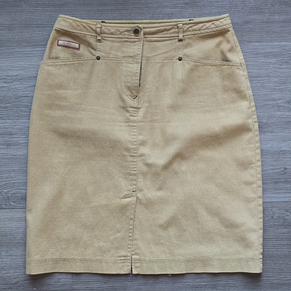 Tan Denim Skirt Midi Length